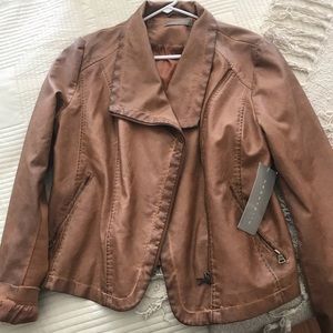 NWT Tan Faux Leather Jacket